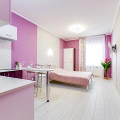 Апартаменты улучшенные Розовая квартира-студия с одной большой кроватью